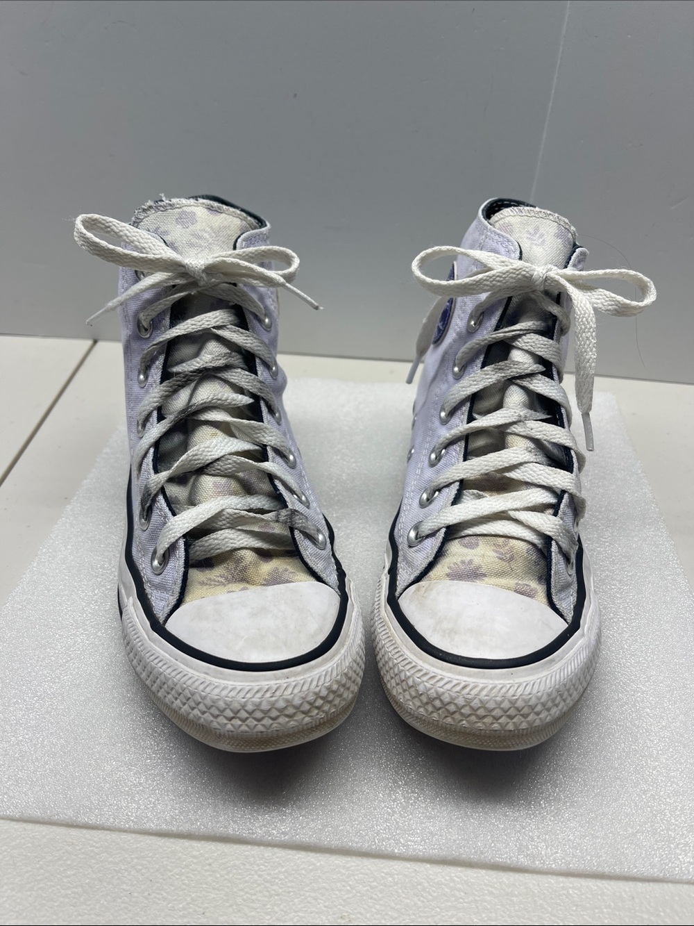 Converse High Top Sneakers in White and Light Purple Floral